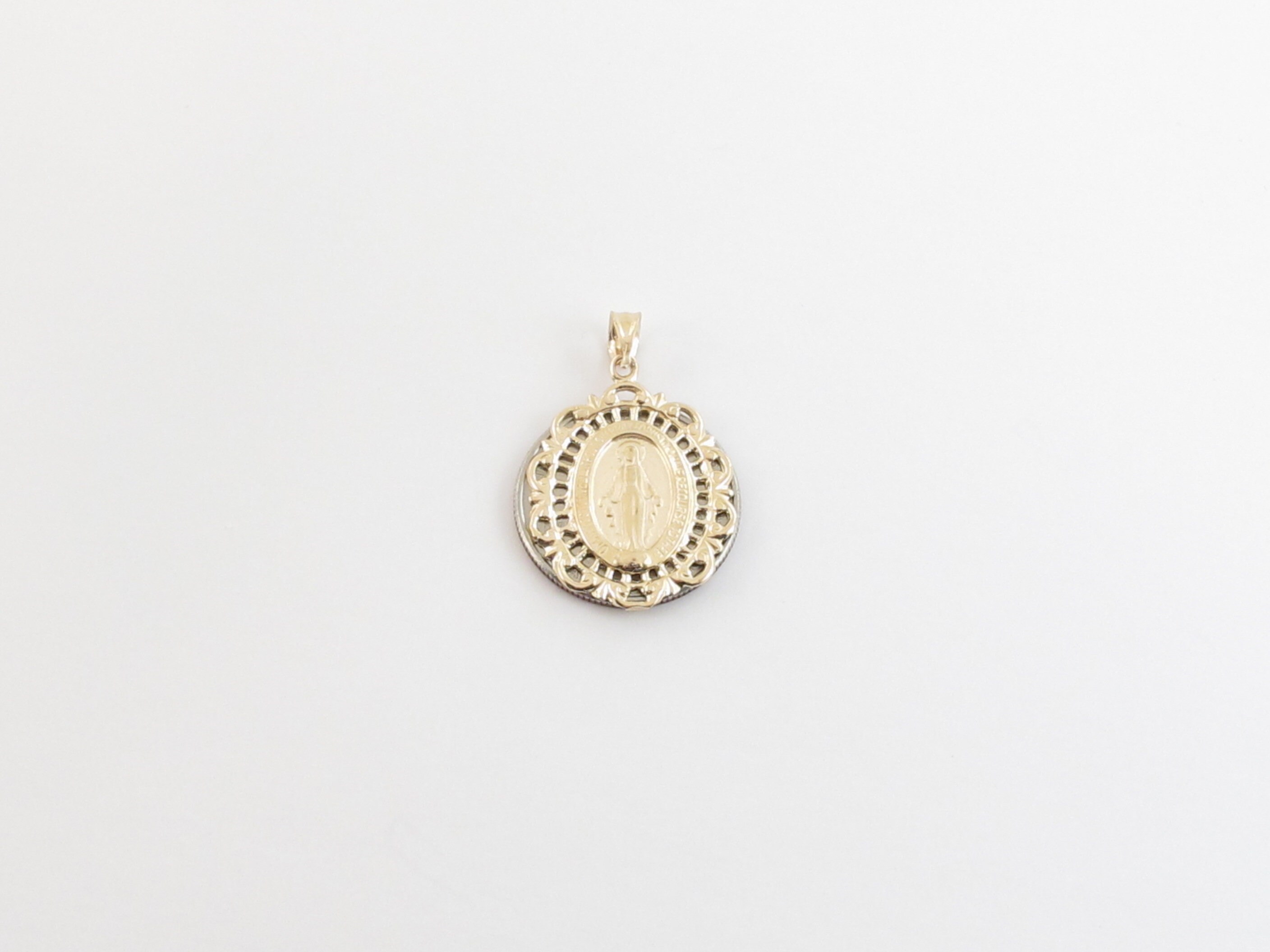 14k Solid Yellow Gold Virgin Mary Medal Pendant - Etsy