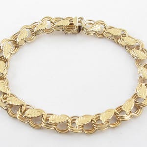 Charm Bracelet 14k Yellow Gold Leaf Style 7  Inches  11.7 grams