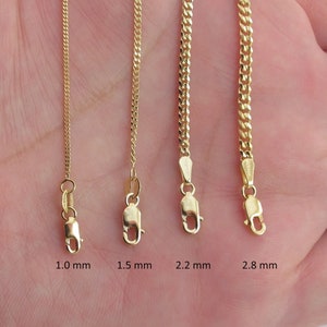 14k Solid Yellow Gold Gourmette Chain 16" 18" 20" 22" 24" 30" , 1.0 mm , 1.5 mm , 2.2 mm , 2.8 mm