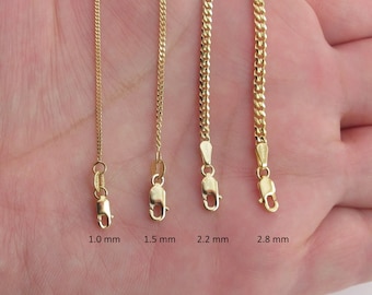 14k Solid Yellow Gold Gourmette Chain 16" 18" 20" 22" 24" 30" , 1.0 mm , 1.5 mm , 2.2 mm , 2.8 mm