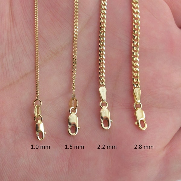 14k Solid Yellow Gold Gourmette Chain 16" 18" 20" 22" 24" 30" , 1.0 mm , 1.5 mm , 2.2 mm , 2.8 mm