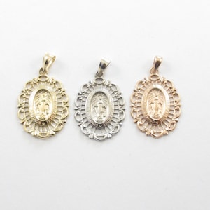 14k Solid Gold Virgin Mary Pendant Necklace: Religious Jewelry - Etsy