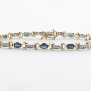 14k Yellow Gold Diamond And Sapphire Tennis Bracelet