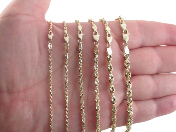 Collana In Oro Italiano Autentico Con Catena A Corda In Oro Giallo 14k Completamente Massiccio, Taglio Diamante, 16"-30" Pollici, 1 MM-12 MM - Italia - Foto 10