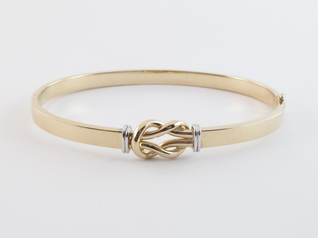 Vintage 18kt Yellow Gold Love Knot Bangle Bracelet