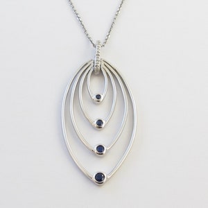 14k White Gold Diamond And Sapphire Pendant Halskette 16 &quot;18&quot;
