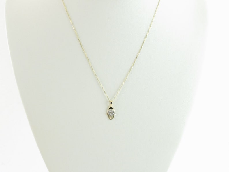 14k Yellow Gold Hamsa Jewish Star Of David Diamond Necklace 16 Great Necklace For Children