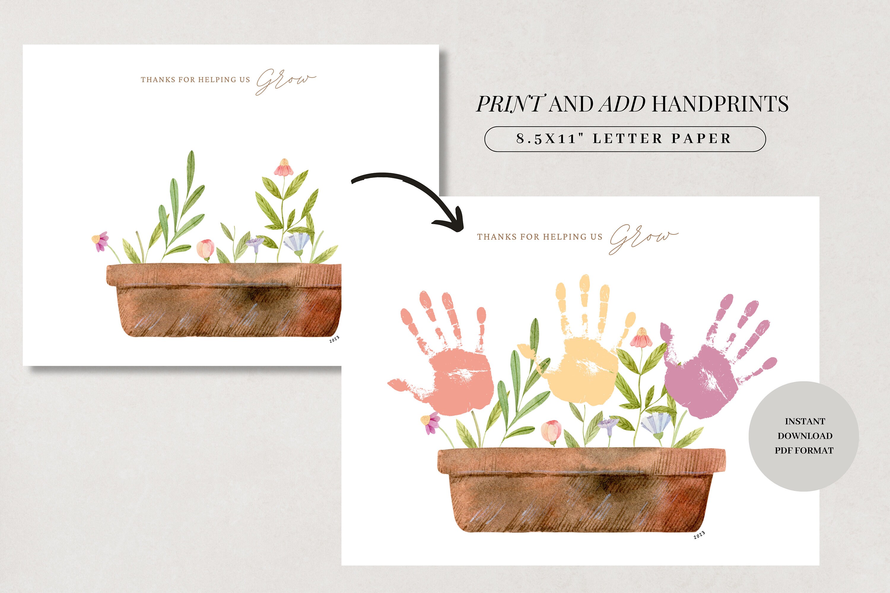 Mother's Day Printable Handprint Craft DIY for Mother Grandma From 3 ...
