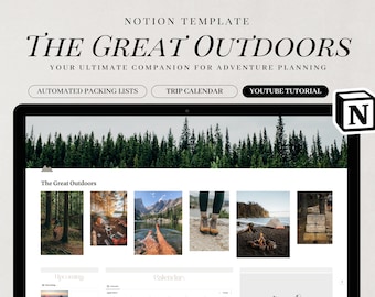 The Great Outdoors Notion Template | Hiking Log | Camping Planner | Hiking Journal |  Travel Itinerary