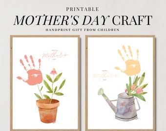 Mother's Day Printable Handprint Craft DIY for Mother Grandma from Children Kids Toddler Baby