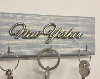 Unique Key Holder featuring an Original Metal New Yorker Car Script