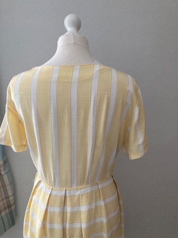 Original 1950s lemon and white striped dress - image 4