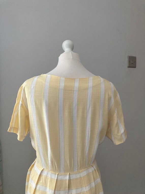 Original 1950s lemon and white striped dress - image 5
