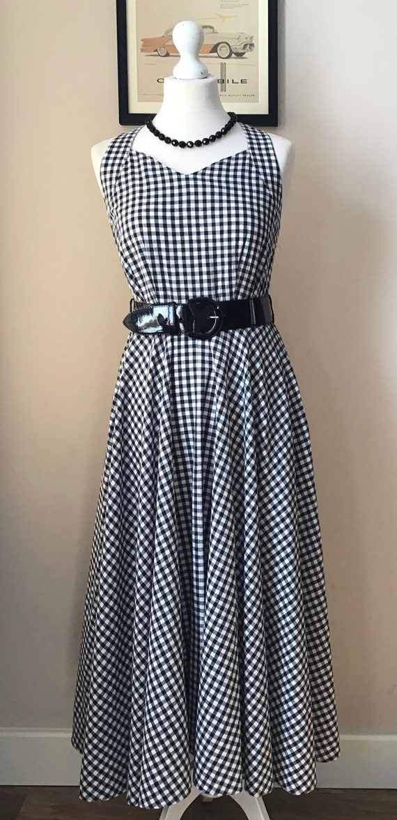 1950’s style 1980’s Black And White Gingham Dress