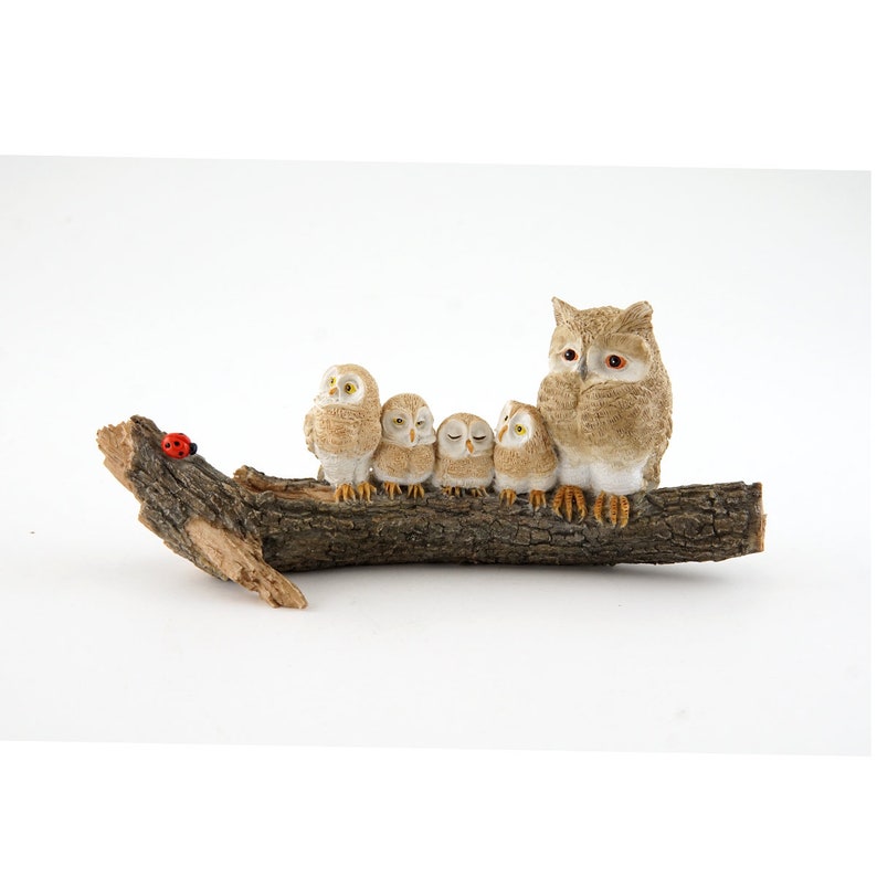 Miniature Dollhouse FAIRY GARDEN Figurine ~ Mini OWL Family Tree We Are FAMILY