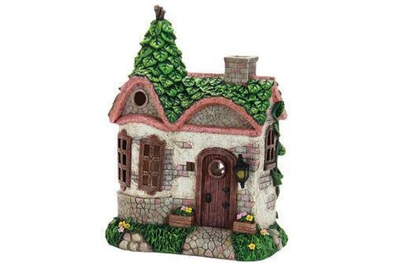 Miniature Dollhouse Fairy Garden Solar Log Cabin House Accessories