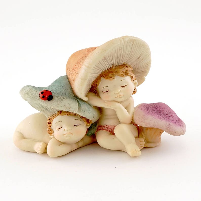 Miniature Figurine FAIRY GARDEN ~ Sleeping Shroomie Mushroom Fairy Babies ~ NEW