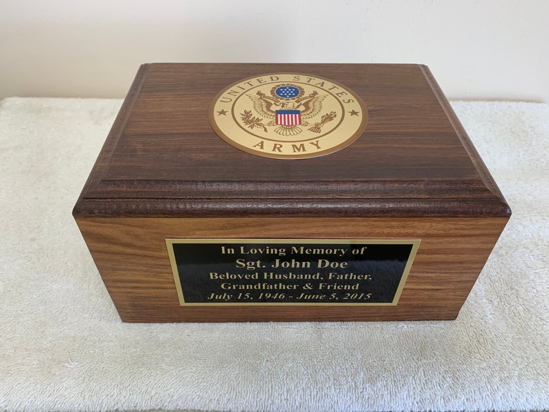 Hardwood Army Veterans Cremation Urn Etsy