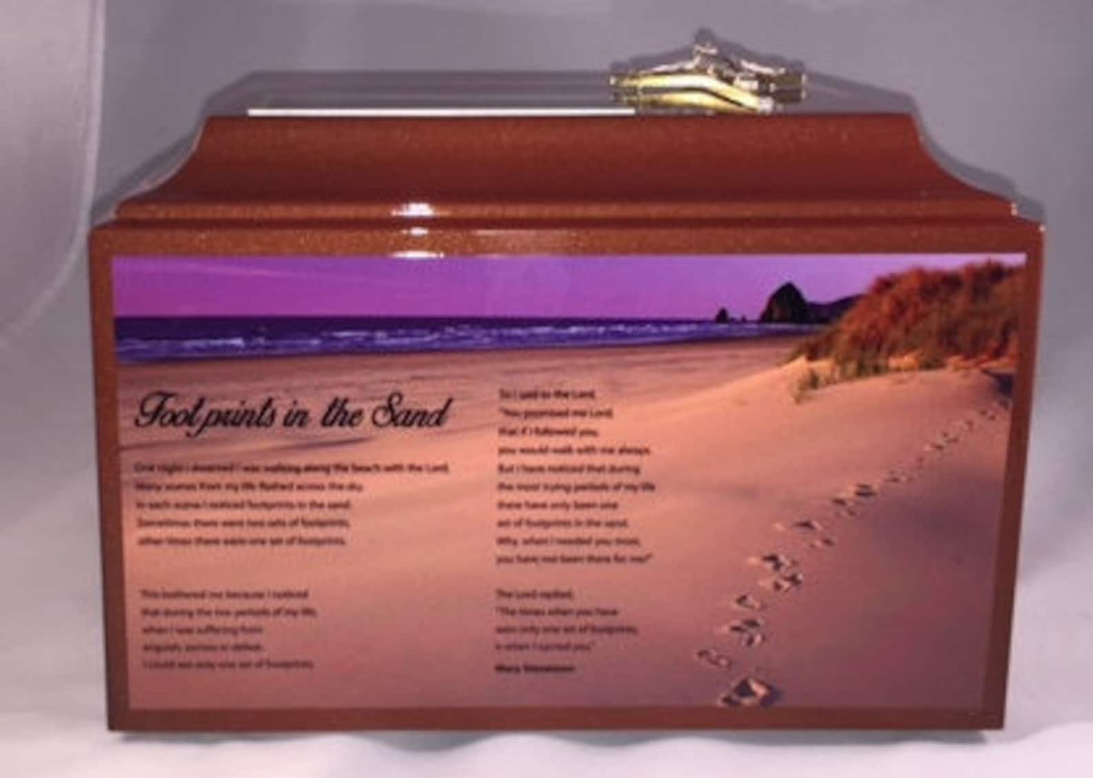 617 Footprint in the Sand Funeral Memorial Adult Cremation Urn Etsy