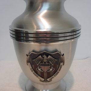 437 Navy Satin Finish Adult Solid Aluminum Cremation Urn, Free plate
