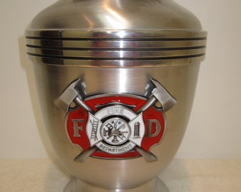 831 Fire Fighter Firemen Adult Solid Aluminum Cremation Urn, Free Engraving