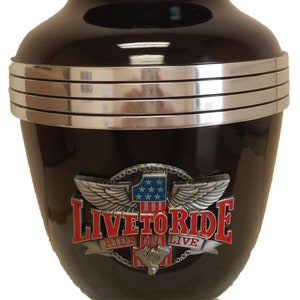 312 Biker Motorcycle Urn black Live to Ride Memorial