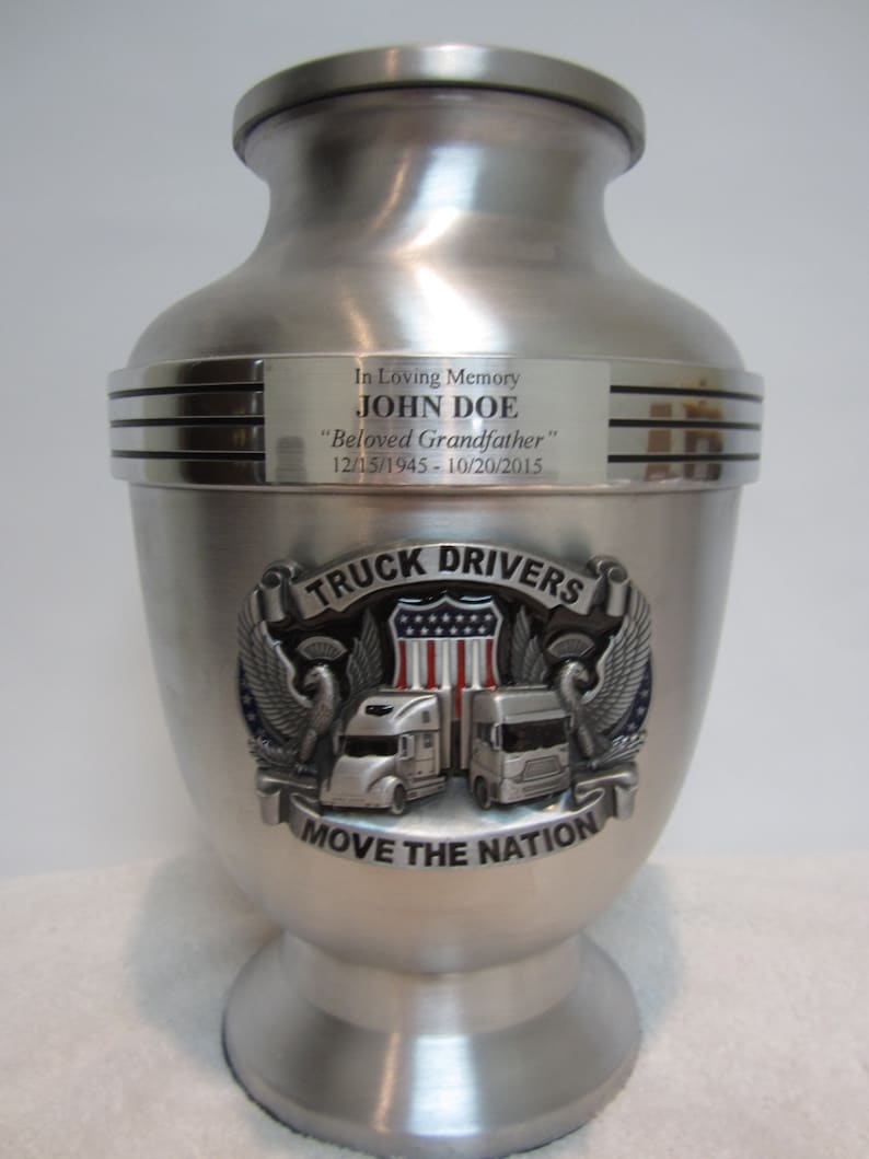 225 Trucker Satin Finish Adult Solid Aluminum Cremation Urn Etsy