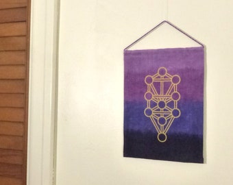 Kabbalah, Small Fiber Art Wall Hanging, Purple, Original Art