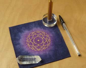 Mini Crown Chakra Altar Cloth, Purple, Small Linen, Travel altar, Pagan