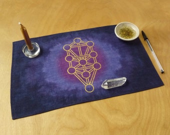 Made to order: Travel Altar Cloth, Purple, Small Linen, Pagan, printed to order
