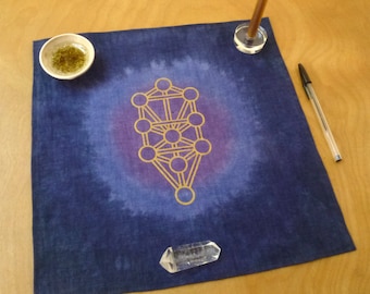 Travel Size, Kabbalah Tree of Life Altar Cloth, Purple, Small Linen, Travel altar, Pagan