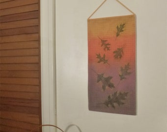 Oak Leaves, Small Fiber Art Wall Hanging, Original Art