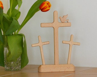 Wooden cross, Wood Cross Home Decor, Easter Cross, Set of 3 Wooden Crosses, Christian Home Decor, Catholic Decor, Jesus, Resurrection, Gift