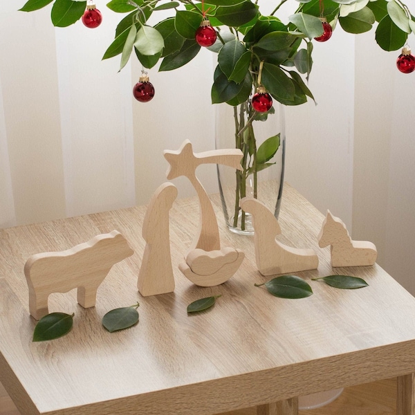 Wood Nativity Scene, Modern Nativity, Unique Nativity, Simple Nativity, Modern Nativity set, Creche