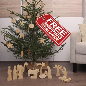 Wooden Creche for Nativity | Wood Creche Nativity | Nativity Manger Set | Christmas Holidays Creche | Nativity Figurines | Christmas Decor