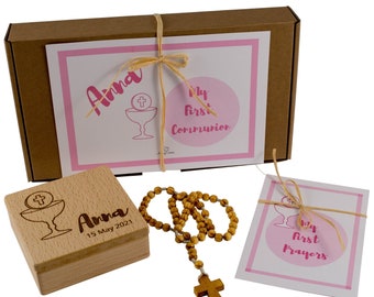 First Communion Gift for Girl or Boy, First Communion Gift Ideas, Holy Communion, Prayer Box, Keepsake Box, Wooden Rosary, Prayers