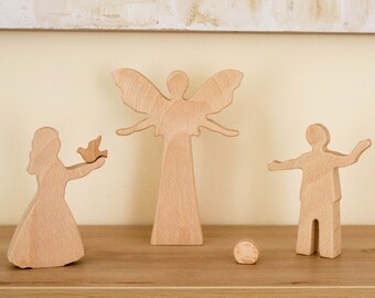 Angel Decoration, Wooden Angel, Guardian Angel, Beautiful Baptism Gift, Beautiful Birth Gift