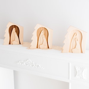Modern Nativity Scene, Wooden Nativity, Wooden Creche