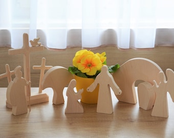 Presepe Pasquale In Legno - Scena Della Resurrezione, Decorazione Per Casa, Chiesa O Ufficio