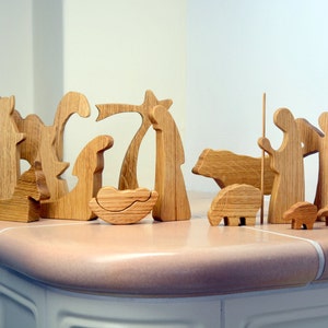 Wooden nativity set - OAK WOOD - Nativity scene - Wood nativity - Modern nativity set