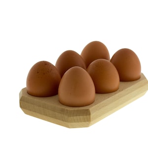 Egg Holder Wooden for Six Eggs, Egg Crate, Egg Tray, Easter Egg Holder, Food Organization, Easter Decor