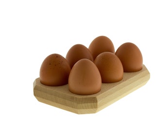 Egg Holder Wooden for Six Eggs, Egg Crate, Egg Tray, Easter Egg Holder, Food Organization, Easter Decor