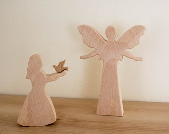 Wooden Angel - Guardian Angel - Birth Gift for Baby Girl - Girl Baptism Gift - Girl Communion Gift - Gift for Girl