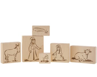 Nativity Set for Children, Wooden Blocks, Toddler Nativity, Montessori Nativity, Waldorf Nativity