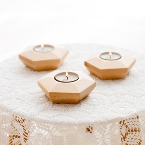 Valentine Gift Housewarming Gift Wooden Candle Holder Wood Candle Holder image 2