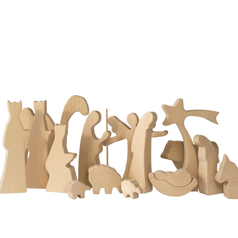 Modern Nativity, Wood Nativity Scene, Wooden Manger, Unique Nativity, Simple Nativity, Nativity Figures imagem 2