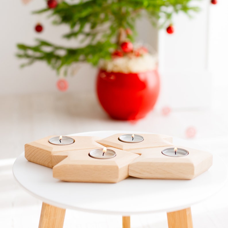 Modern Wooden Candle Holder Advent Wreath Table Decor Etsy