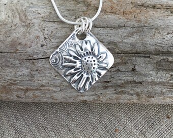 Sunflower Fine Silver Pendant