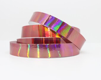 1" Pink Metallic Rainbow Color Morph Hula Hoop Tape - Decorative Tape - Fish Lure Tape - 50ft, 100ft, and 150ft rolls
