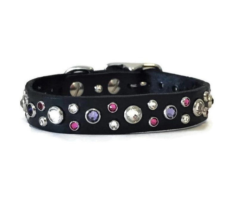 Fancy Dog Collar Crystal Girl Dog Collar Leather Dog Collar Etsy